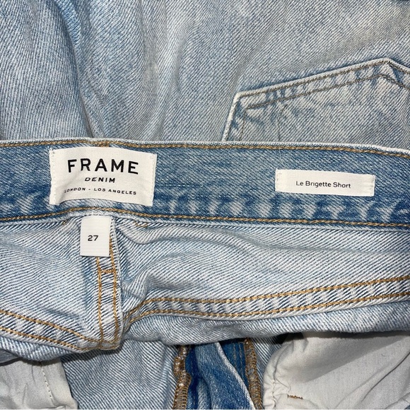 FRAME Jean Shorts Women's Size 27 Light Blue Denim Brigette Raw Hem Distressed - Picture 8 of 10